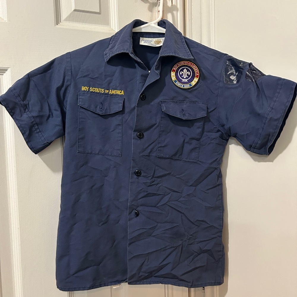 Boy Scouts of America youth blue button down shirt Scouting America